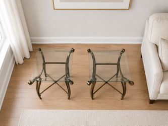 Set of 2 matching glass end tables