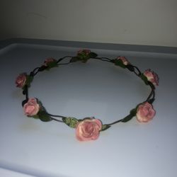 Pink Rose Wire Flower Crown 
