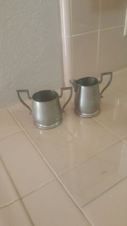 Vintage Pewter Sugar & Creamer Set