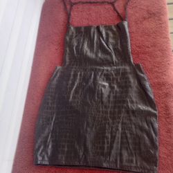 Fashion Nova True Icon Faux Leather Black Mini Dress Open Back size M