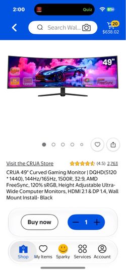 Crua 49 inch ultra wide gaming monitor