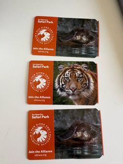San Diego Zoo Safari Park tickets: 3 adult, 1 day tickets $50 each