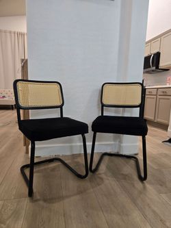 Boho Cane-Back Accent Chairs (Set of 2)