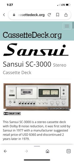 Sansui SC-3000 Cassette Deck for Sale in El Paso, TX - OfferUp