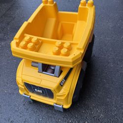 Mega BLOKS Cat Toddler Blocks Building Toy Set, Large Dump Truck with 25 Pieces and Storage, Yellow, Ages 1+ Years 