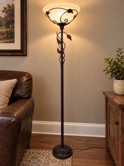 Elegant Bronze Torchiere Floor Lamp – Excellent Condition
