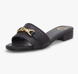 Vince Camuto Women's Maxine Horsebit Slide Sandals Black Size 7.5