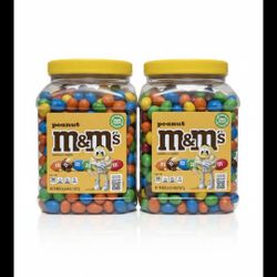 : 2 Pack M&M's Peanut Chocolate Candy - 62 oz Jars - Fresh & Sealed