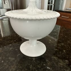 Vintage White Glass Candy Dish
