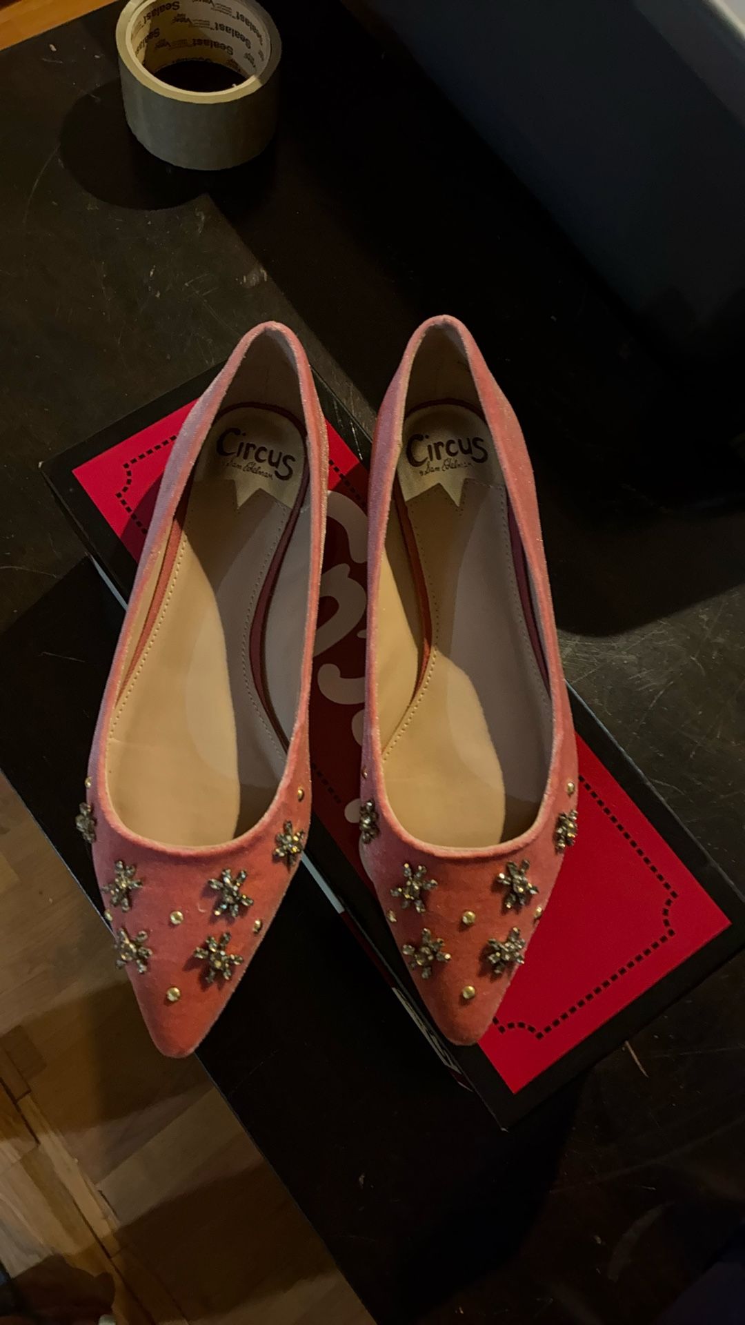 Pink Velvet Flats