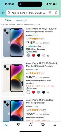 Apple iPhone 14 Plus, 512GB, Blue - Unlocked (Renewed Premium)