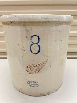 Original Antique 8 Gallon Red Wing Union Stoneware Crock