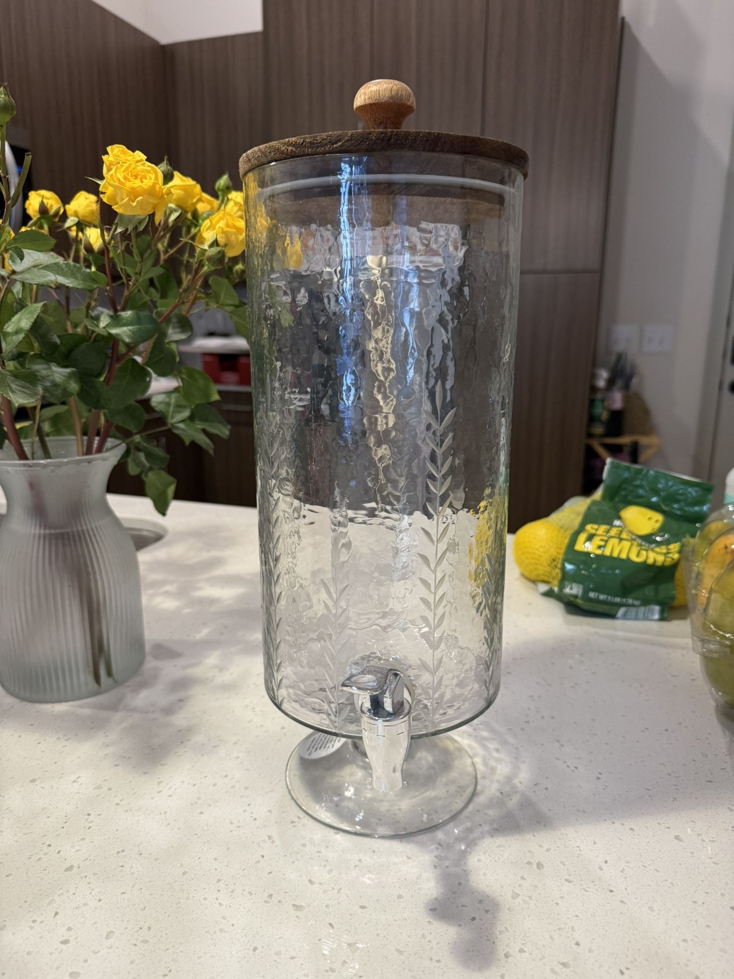 Glass Beverage Dispenser For Lemonade Etc