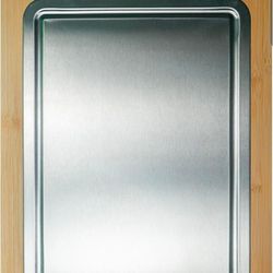 Reversible 304 Stainless Steel Cutting Board - Wood Bamboo Cutting Board For Kitchen, Large Heavy Duty Double Sided Chopping Block (Stainless Steel/Ba