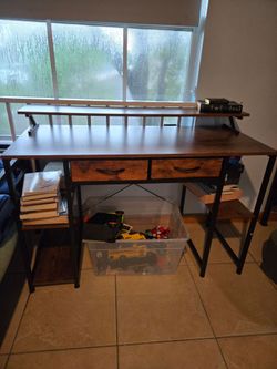 Wooden desk with drawers and Chair