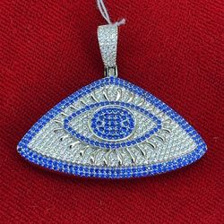 925 Silver CZ Pendant All Seeing Eye Blue Accents 13.6g 179,163–1