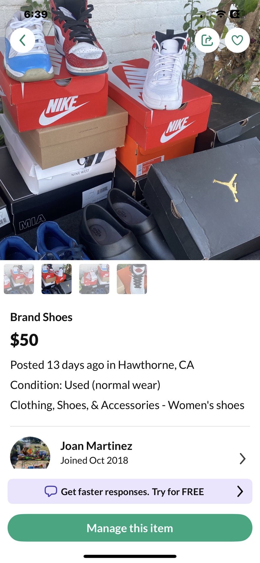Authentic Jordan Shoes Sizes 6 1/2 To 7 1/2