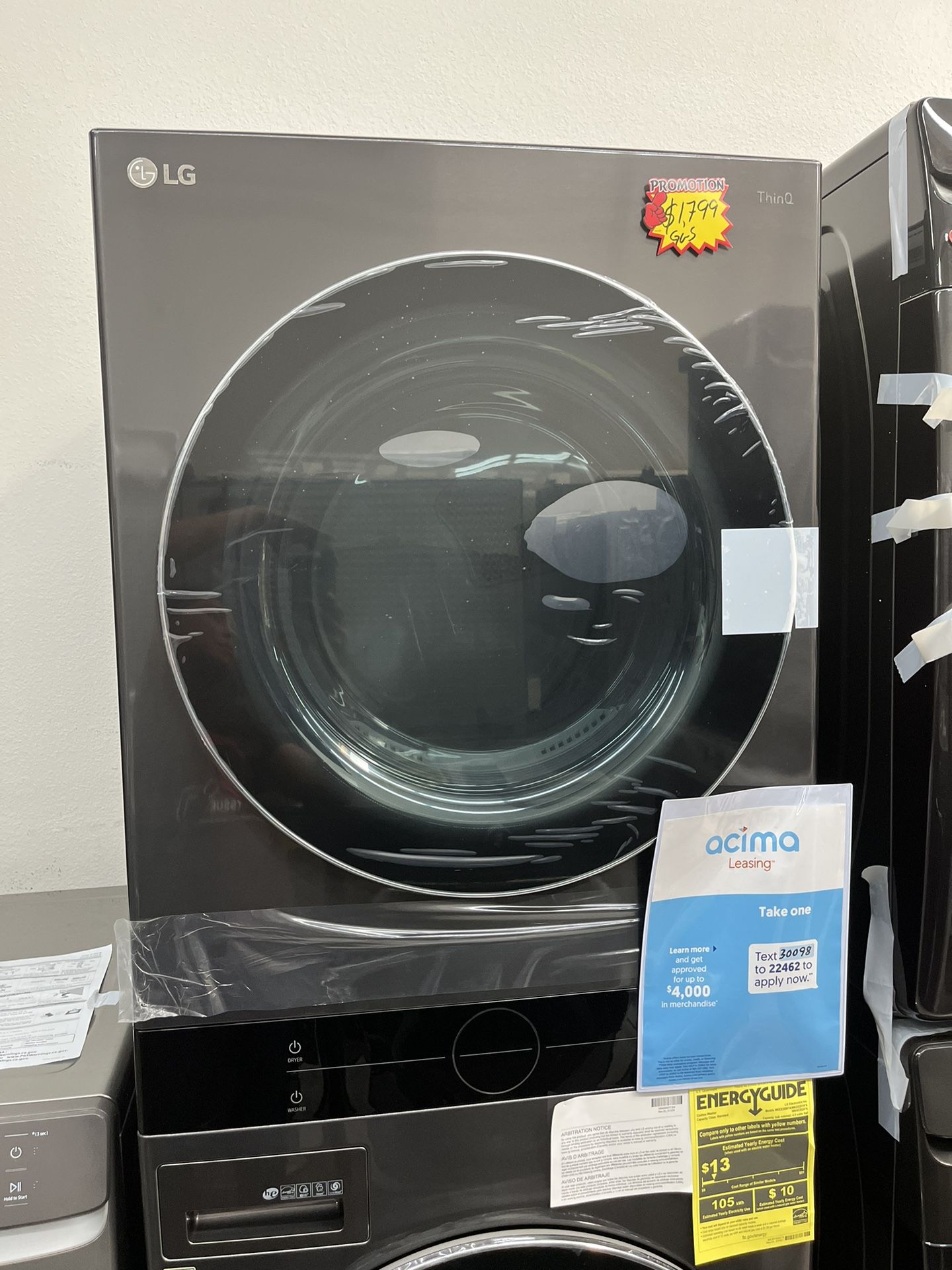 LG THINQ WASHTOWER GAS STACKABLE BLACK STAINLESS for Sale in Bellflower
