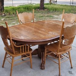 Solid Wood Round Dining Table with 4 Chairs - $150