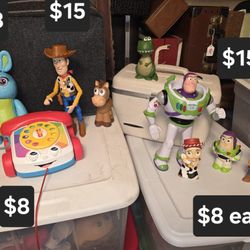 Toy story Woody, Buzz Lightyear,  Jessie, Bullseye,  Rex, bunny, chatter.
Pick up in Harlingen, I live near Walmart
Antiques and Telephones 