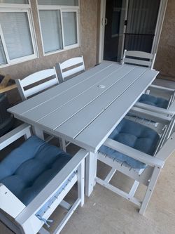 Outdoor Table with 6 Chairs and Cushions
