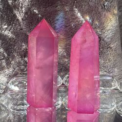 Pink Aura Crystal Quartz Tower ( Per Peice)