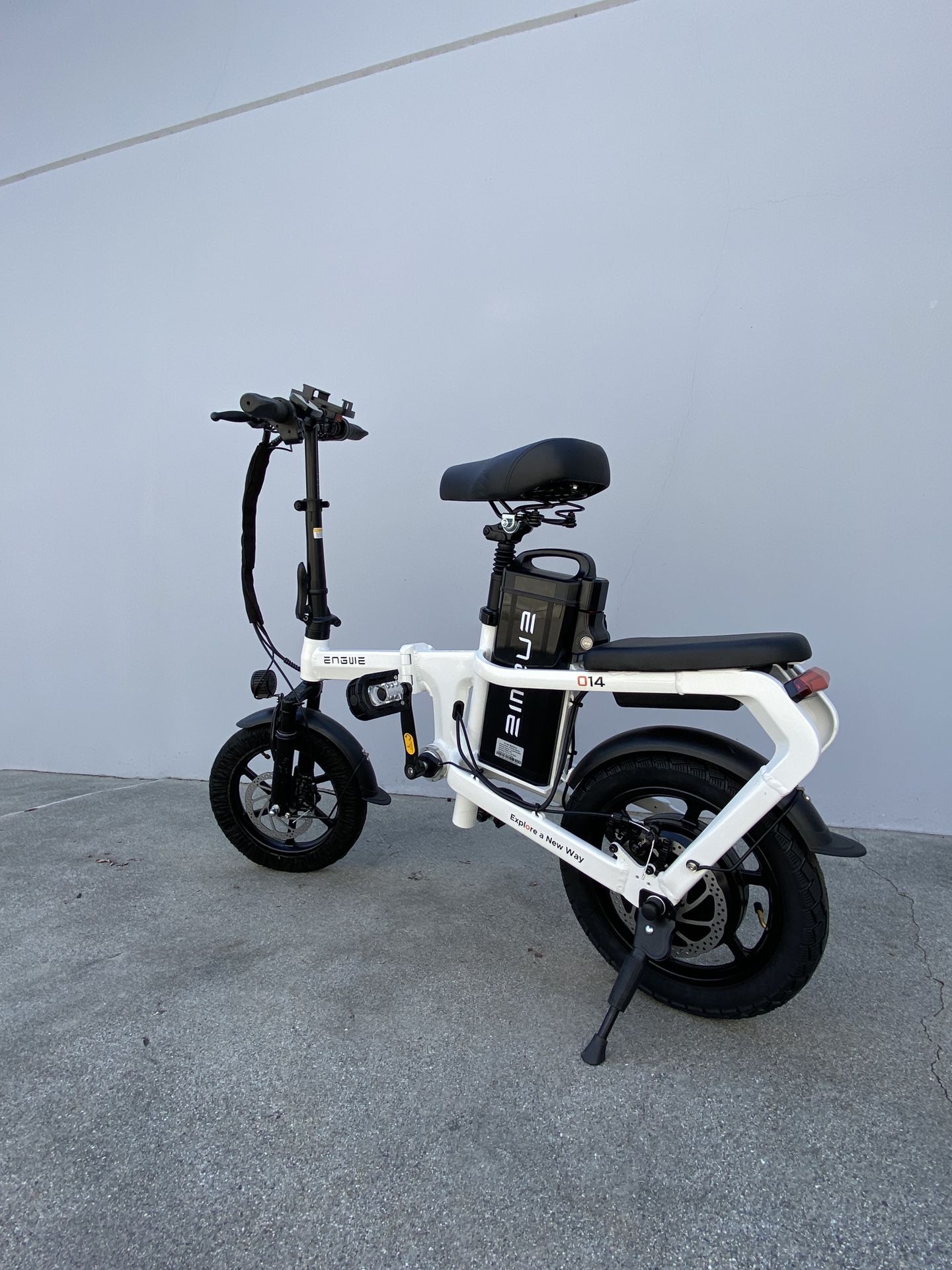 ENGWE O14,Shaft Drive Design (chainless) Mini Folding E-Bike 14" Fat Tire 400W 15.6Ah Battery Electric Bike, gray/ white/ black 