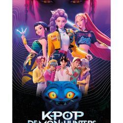 Kpop Demon Hunter Tapestry Banner Flag Wall Art Huntrix Saja Boys Derpy as seen on Netflix 3ft x 5ft Fabric with Grommets Bright  Colors Newly Wrapped