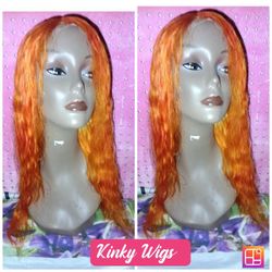 18" Brazilian Virgin Orange Ginger Spice Loose wave  4x4 Closure Human Hair Wig 