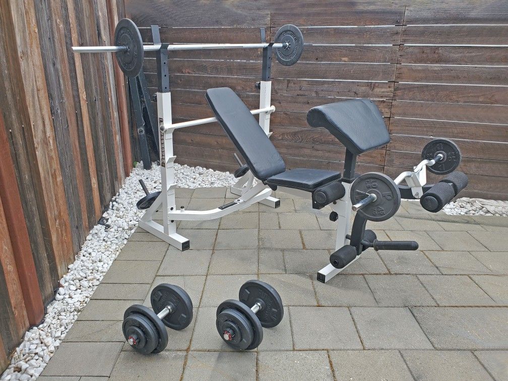 Bench with Weights and Bars (1 Inch Inner Diameter) - $500