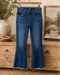 Hudson Holly Flare Jeans Womens 26 Blue Stretch Denim Raw Frayed Hem