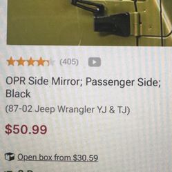 Passenger Side Mirror For A Jeep