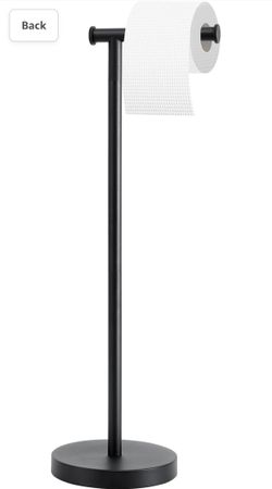 Toilet Paper Holder Stand, Toilet Paper Holder Free Standing with Stable Weighted Base, SUS304 Stainless Steel Rustproof Toilet Paper Stand Black