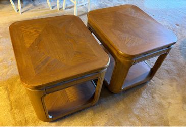 Vintage Mid-Century Modern Style Oak End Tables (Pair)