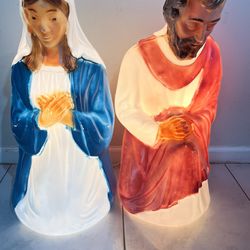 Vintage Mary And Joesph Blow Molds Christmas Nativity 