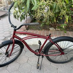 26 Inch Red Beach Cruiser 