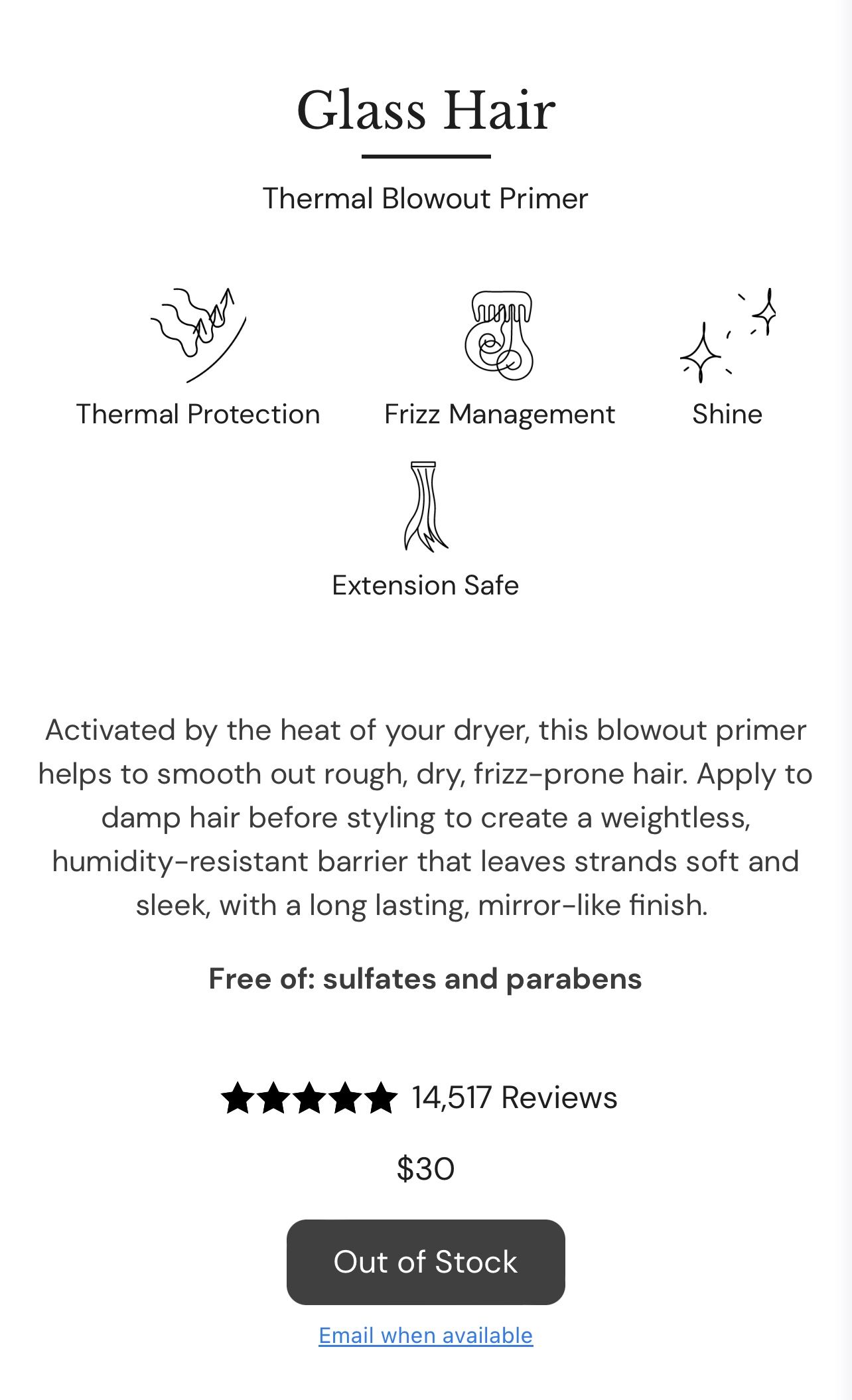 Brand New L’ANGE GLASS HAIR THERMAL BLOWOUT PROTECTANT Salon Quality