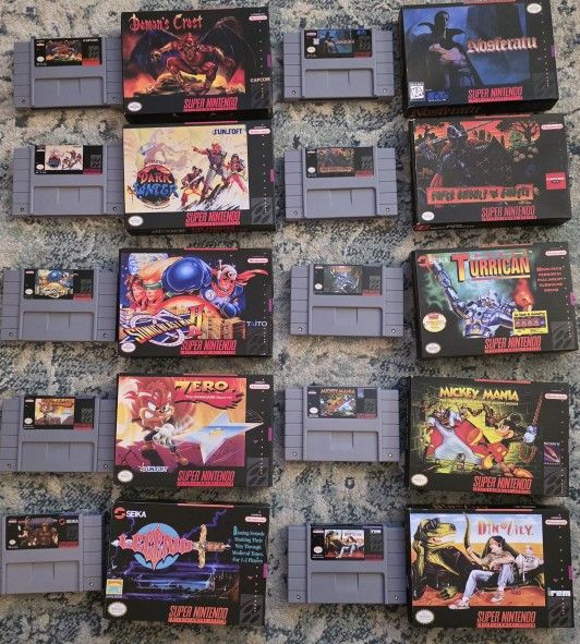 Lot of 10 SNES Games And 10 Boxes. Super Nintendo. **READ**