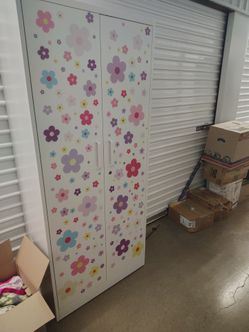 Floral Metal Storage Cabinet