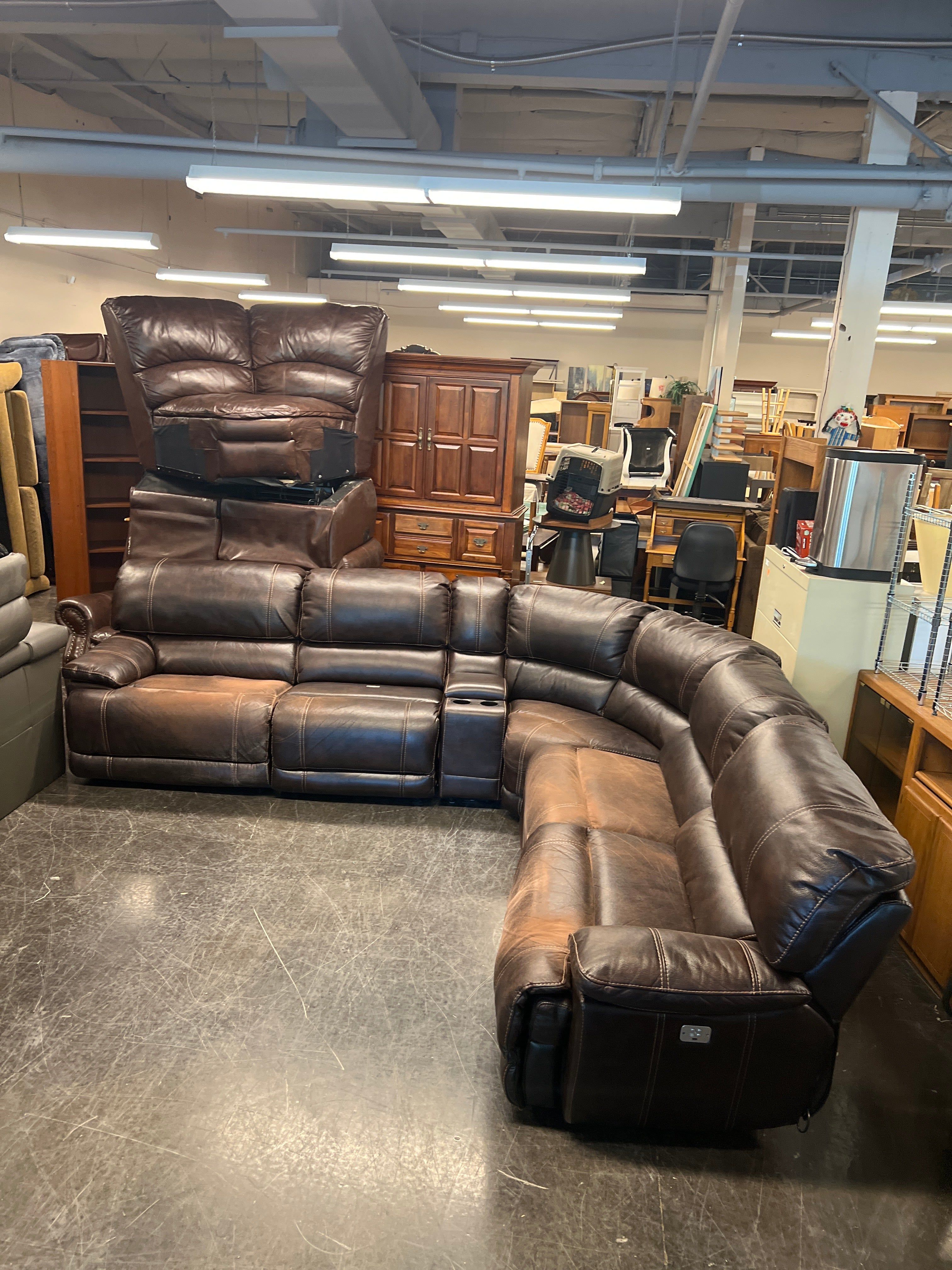 6 piece Leather Reclining Sectional