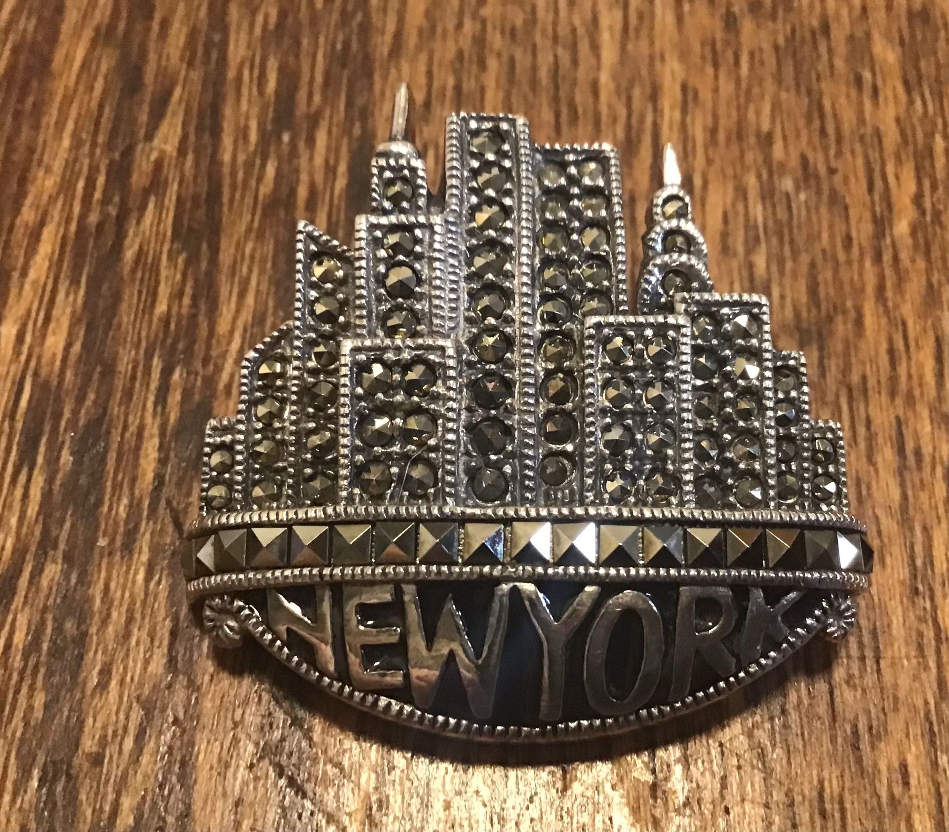 Sterling Marcasite Judith Jack New York Brooch