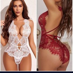 Avidlove Women One Piece Lingerie Lace Bodysuit Deep V Teddy Mini Babydoll