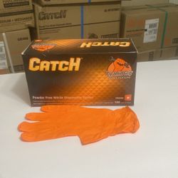 Guantes De Nitrilo Anaranjados  Pespunteados En Todo El Guante