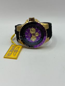 Invicta Chronograph Watch Gold Purple Dial