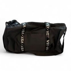 Victoria’s Secret VSX SPORT Logo Black Duffel Gym Travel Zipper Tote with Shoulder Strap Weekender Bag