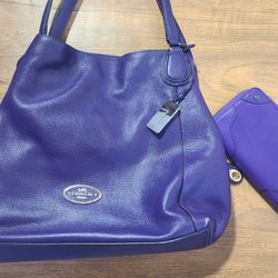 Coach Edie Purple With Wallet Vintage