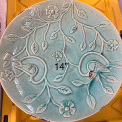 Teal Rustic food Plate Holder