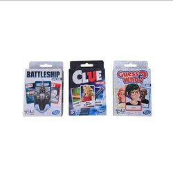 Hasbro Game Card Clue - Battleship - Guess Who - Lot Of 3 Card Games  New