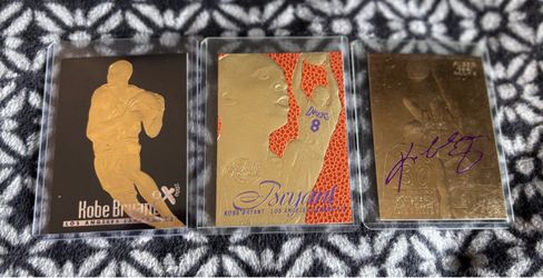 3 Kobe Bryant 23K Gold Cards 96-97 Fleer And Skybox Excellent Condition Serial #