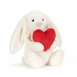 Jellycat Bashful Red Love Heart Bunny Medium (12") with Dust Cover